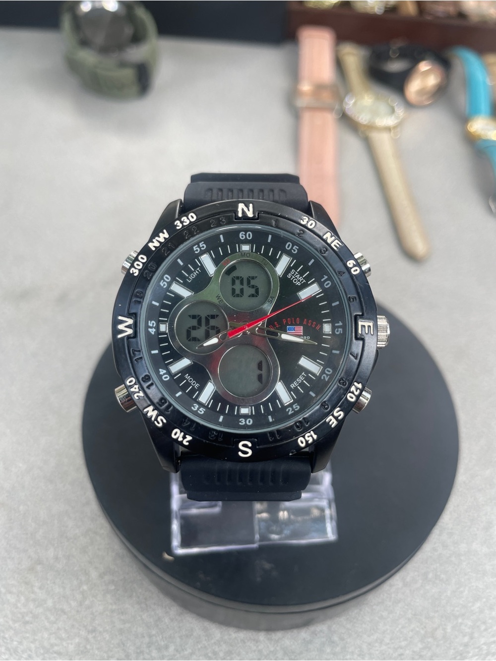 U.S. Polo Assn. Men's Black and Silver Sport Watch